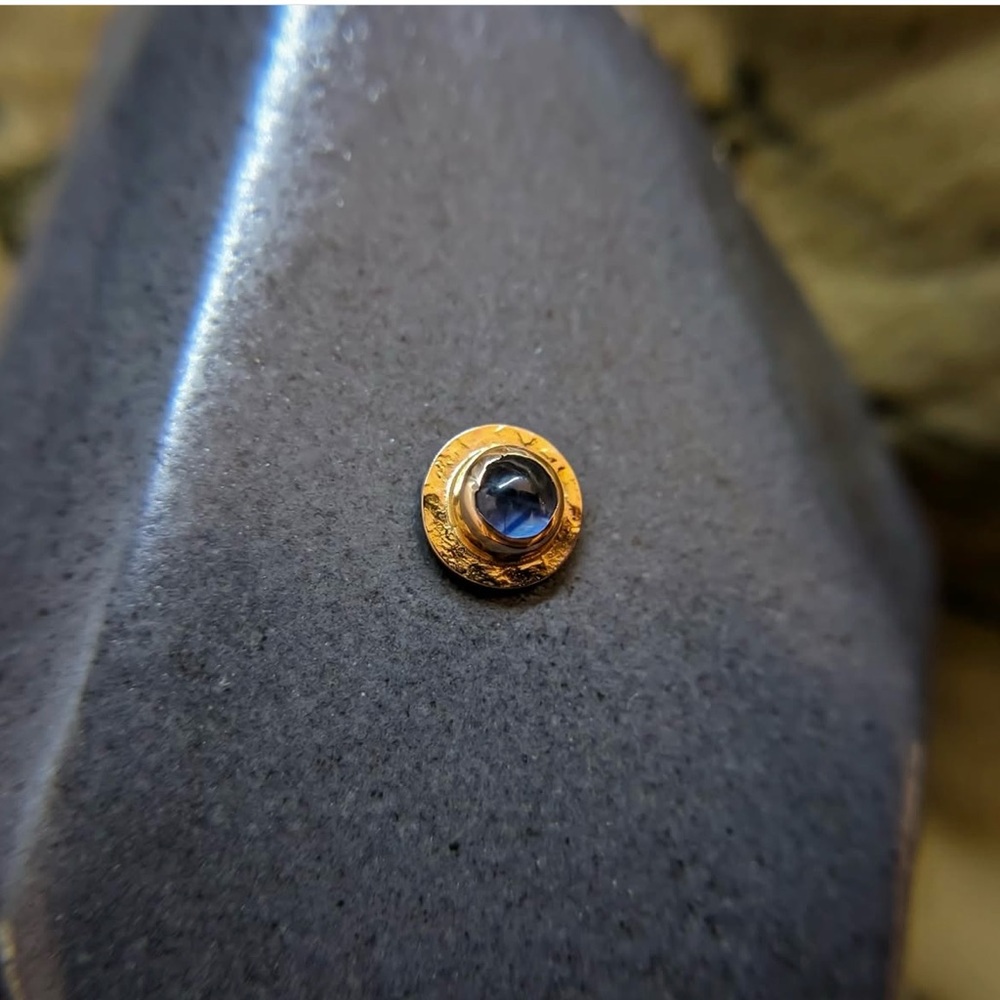 New high noon handmade threaded sandman end w blue sapphire in rose gold💙🩵💙🩷